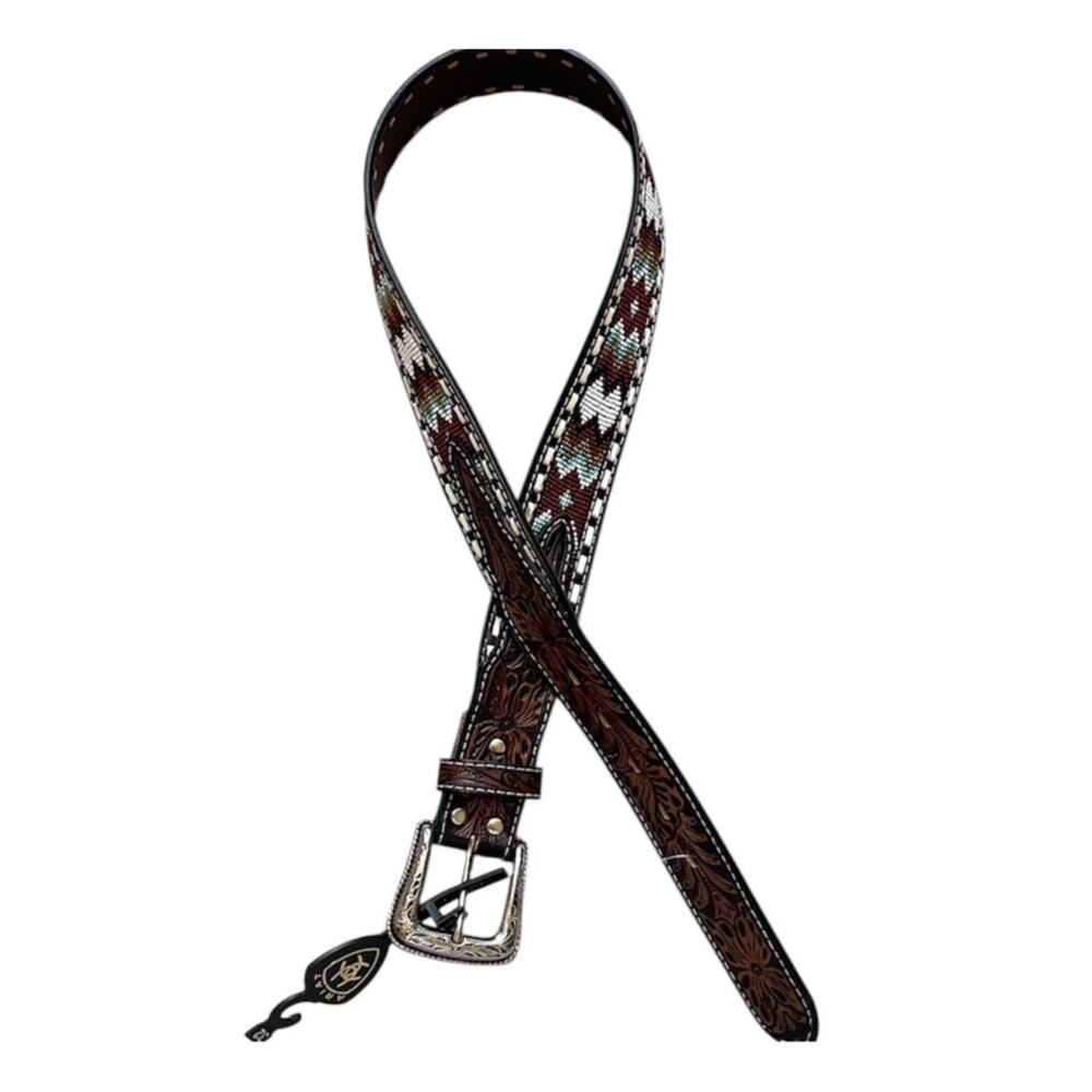 Ariat Leather Belt Southwestern Beaded Size 32 (NWT) - Picture 2 of 9